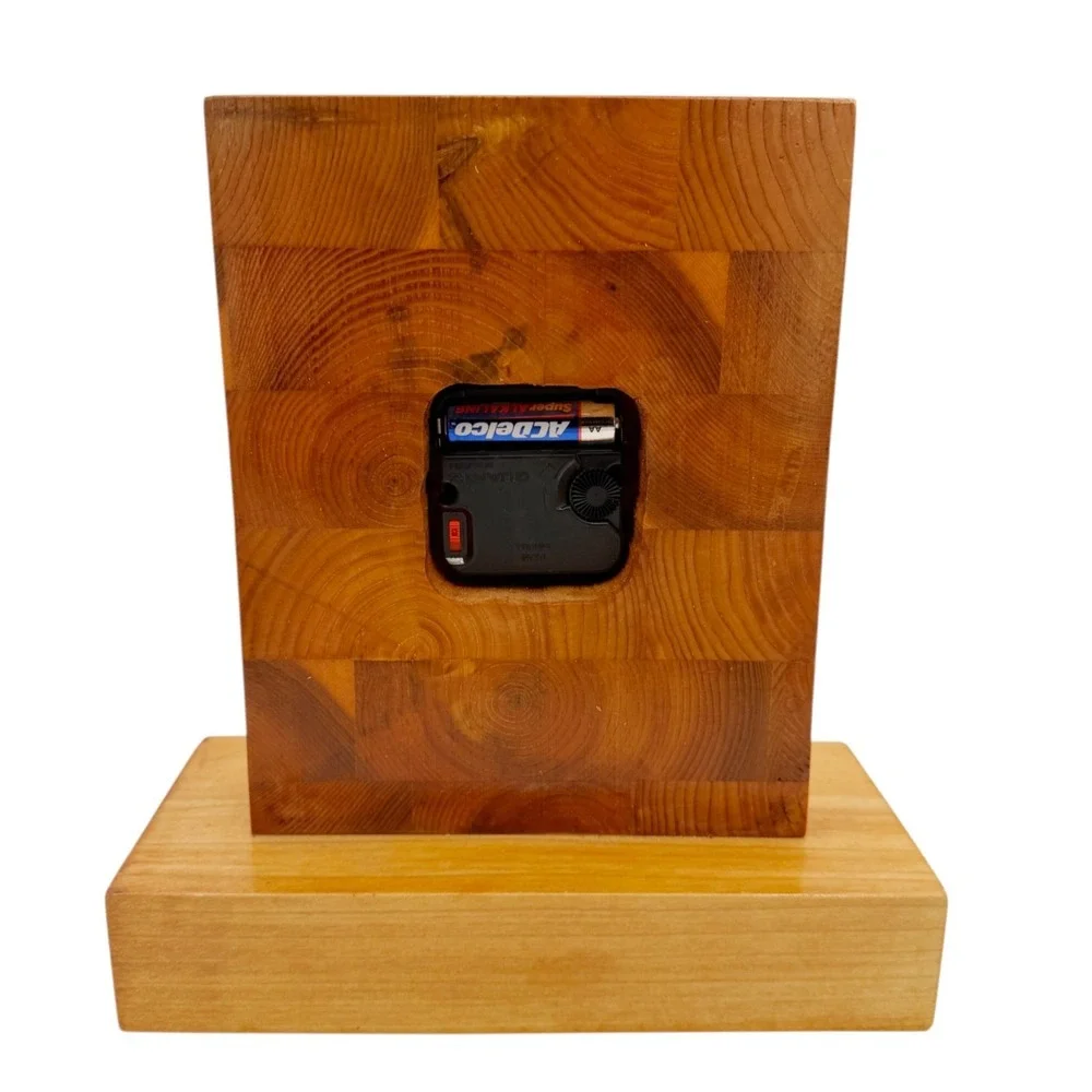 Rustic Handmade Butcher Block Wood Desk Clock Quartz‎ Farmhouse Lodge Decor